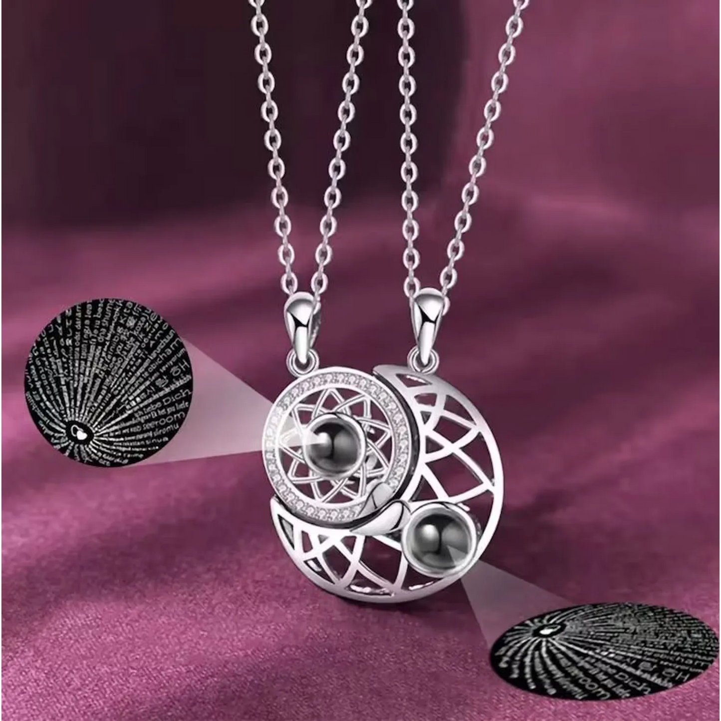 Collar del Amor Sol y Luna - SAN VALENTÍN - Te Amo en 100 Idiomas